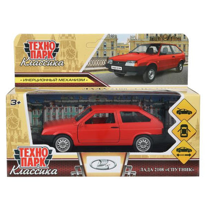 Machine métallique LADA-2108 "СПУТНИК" МАТОВЫЙ 12 см, дв, баг, ин, красный, кор. Parc technologique dans le cor.2*36шт