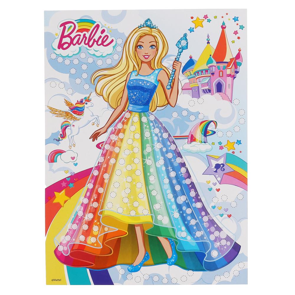 Набор д/тв-ва Мультиарт Аппликация из пайеток и страз (17х23см) Barbie (Радужная принцесса) dans 48шт