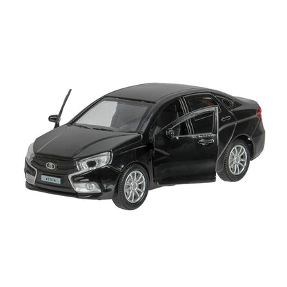 Машина металл LADA vesta 11,5 см, двери, черный, кор. Технопарк в кор.2*36шт