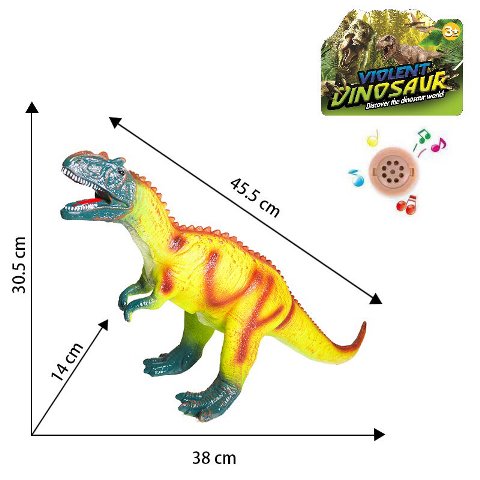 Динозавр пластизоль, звук в пак. в кор.2*36шт