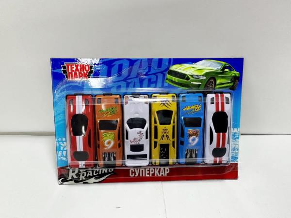 Машина металл ROAD RACING набор СУПЕРКАР 7,5 см, 6 шт,в ассорт, блистер Технопарк в кор.2*180наб