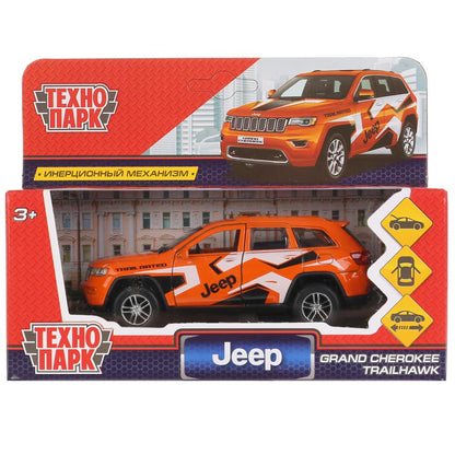 Машина металл "jeep grand cherokee спорт" 12см, инерц., оранжевый в кор. Технопарк в кор.2*36шт