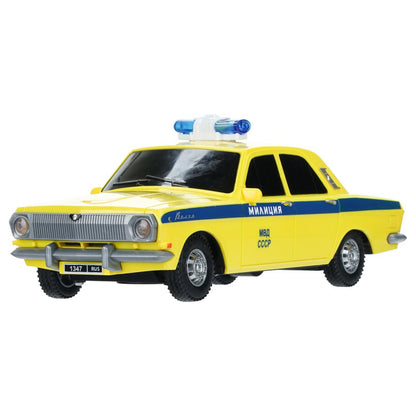 Машина р/у ГАЗ -2401 "волга" ПОЛИЦИЯ 21 см, свет, желт, Технопарк