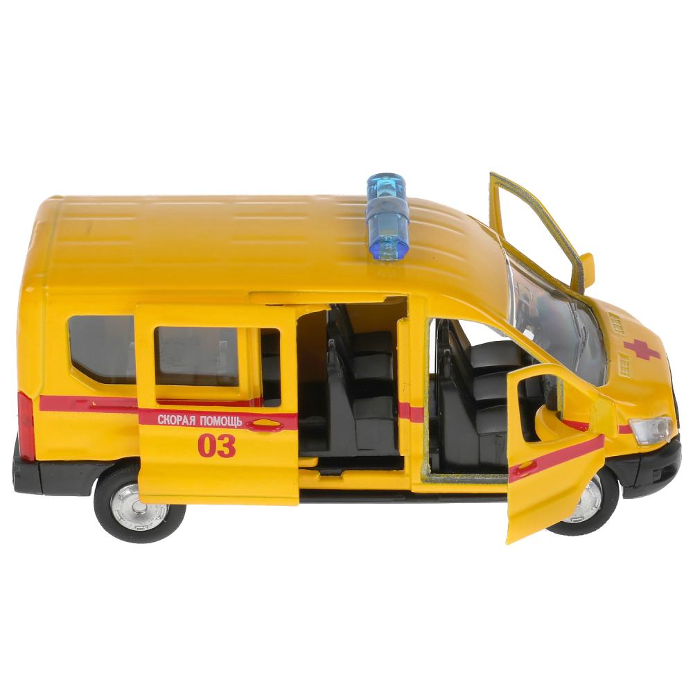 Машина металл СПЕЦТЕХНИКА СКОРАЯ 12 см+пожарная 12 см, открыв. двери, инерц. Технопарк в кор.2*12шт