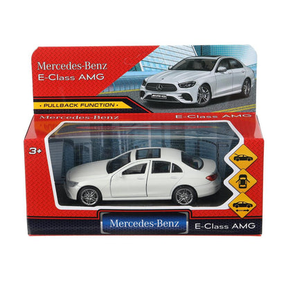 Машина металл MERCEDES-BENZ e-class amg 12см, дв,баг,ин,белый, кор. Технопарк в кор.2*36шт