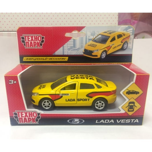 МАШИНА «ТЕХНОПАРК» МЕТАЛЛ. ИНЕРЦ. LADA VESTA SPORT 12СМ, ОТКРЫВ. ДВЕРИ В РУСС. КОР. в кор.2*24шт