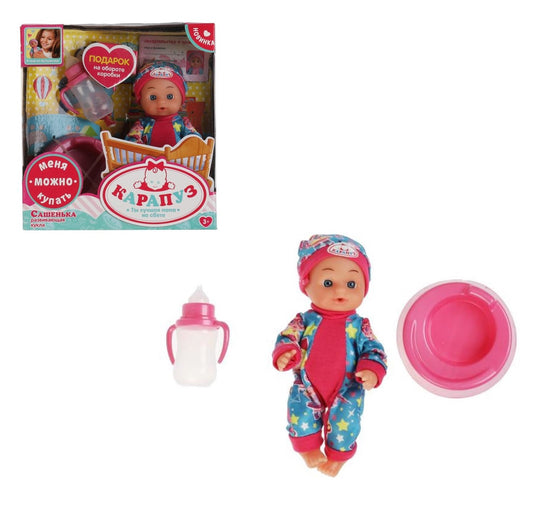Y15BD-DPB-UNICORN-22-RUПупс без озвучки Сашенька 15см, пьет, писает, горшок, бутылочка КАРАПУЗ в кор