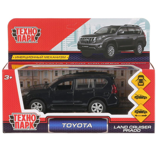 Машина металл "TOYOTA PRADO", длина 12см, открыв. двери, инерц, ЧЁРНЫЙ в кор. Технопарк в кор.2*36шт