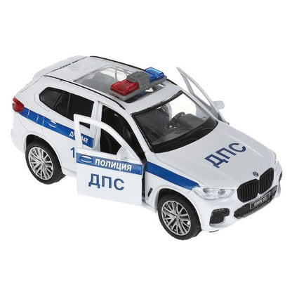 Машина металл BMW X5 M-SPORT ПОЛИЦИЯ 12 см, двери, баг, в кор. Технопарк в кор.2*36шт