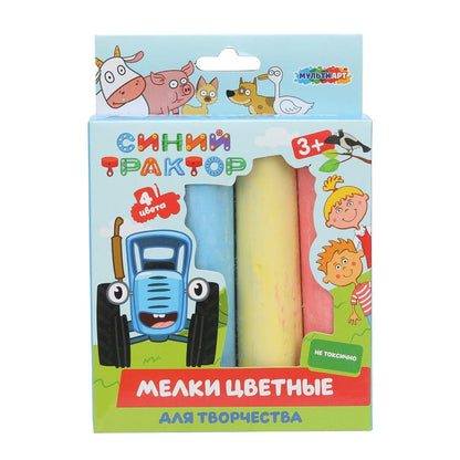 Мелки цветные, 4 цв СИНИЙ ТРАКТОР МУЛЬТИ АРТ в кор.48наб