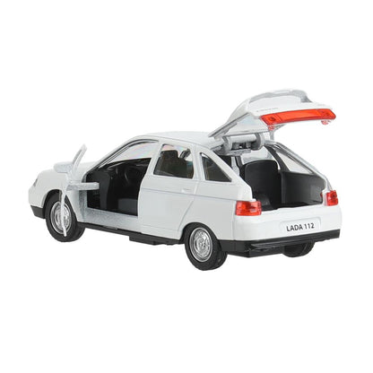 Машина металл ваз-2112 12 см, двери, багаж, белый, кор. Технопарк в кор.2*36шт