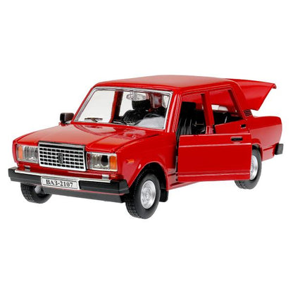 Машина металл свет-звук LADA ваз 2107, дв, кап, баг, св-зв,инер,17,5 см,крас Технопарк в кор.2*18шт