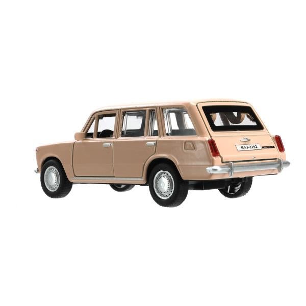 Машина металл ваз-2102 12 см, двери, багажник, инер,бежевый, кор. Технопарк в кор.2*36шт