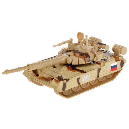 Машина металл танк T-90 размер 12см, инерц.механизм., подвиж. дет., в кор. Технопарк в кор.2*24шт