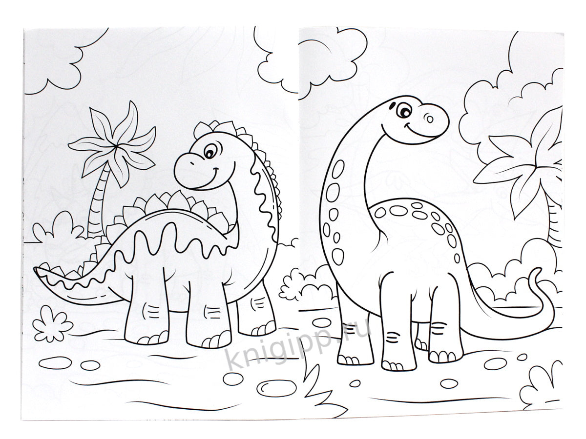 МОЯ РАСКРАСКА А4 чёрная. ДИНОЗАВРИКИ