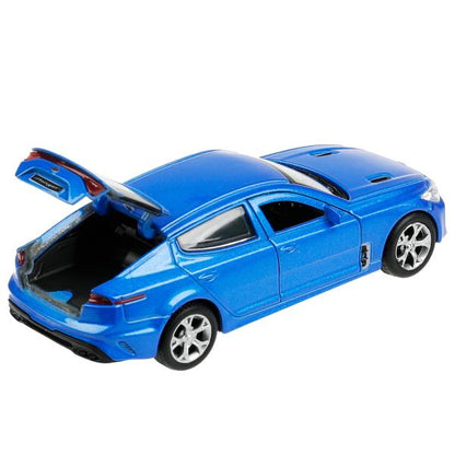STINGER-12-BU336387 Машина металл KIA STINGER длина 12 см, двери, багаж., инерц, СИНИЙ, кор. Технопа