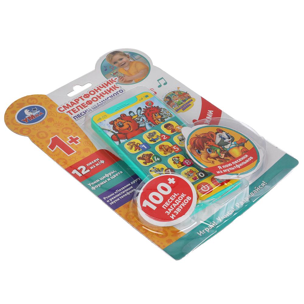 Телефон Шаинский музыка 100 песен, загадок и звуков, реалистичные звуки телефона Умка в кор.120шт