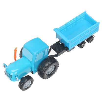 Машина металл СИНИЙ ТРАКТОР синий трактор с телегой 7,5 см, синий, кор. Технопарк в кор.2*36шт