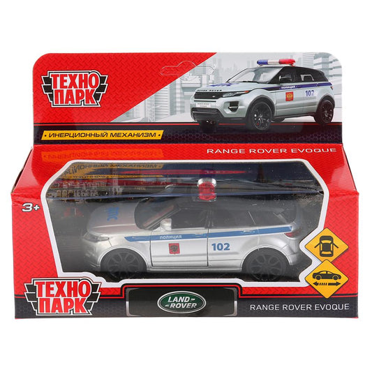 Машина металл LAND ROVER RANGE ROVER EVOQUE ПОЛИЦИЯ 12,5см,открыв двери,инерц Технопарк в кор.2*36шт