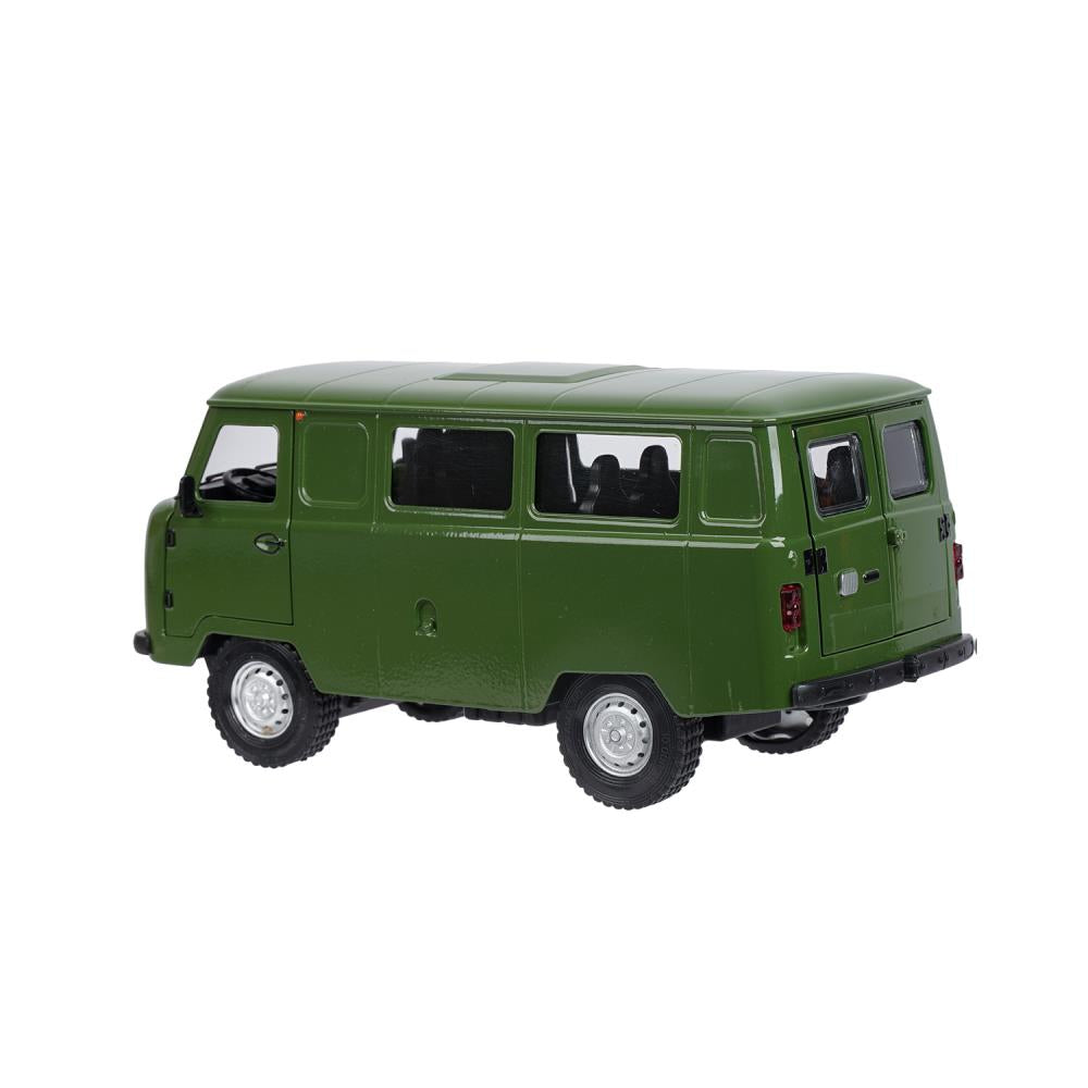 Машина металл свет-звук УАЗ УАЗ 452, 18,5 см, св-зв, дв люк, баг, ин, зеленый Технопарк в кор.2*18шт