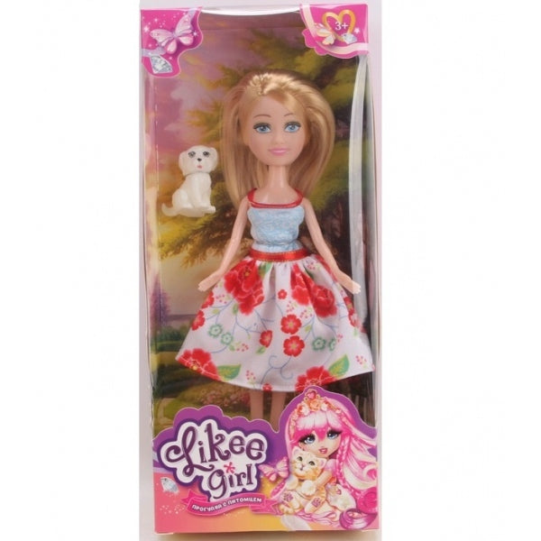 Кукла 23 см, в платье, с питомцем LIKEE GIRL в кор.2*48шт