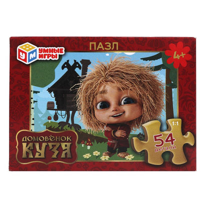 Домовёнок Кузя. Пазлы классические в коробке. 54 детали. 90х65х25мм. Умные игры в уп.32шт в кор.8уп