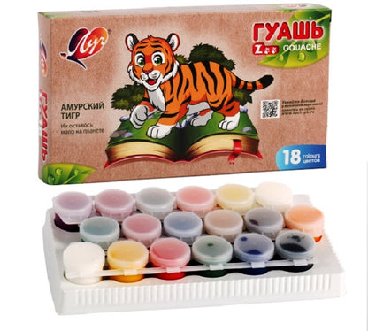 29С 1708-08 Гуашь "ZOO" 18 цветов (15 мл) блок-тара /6