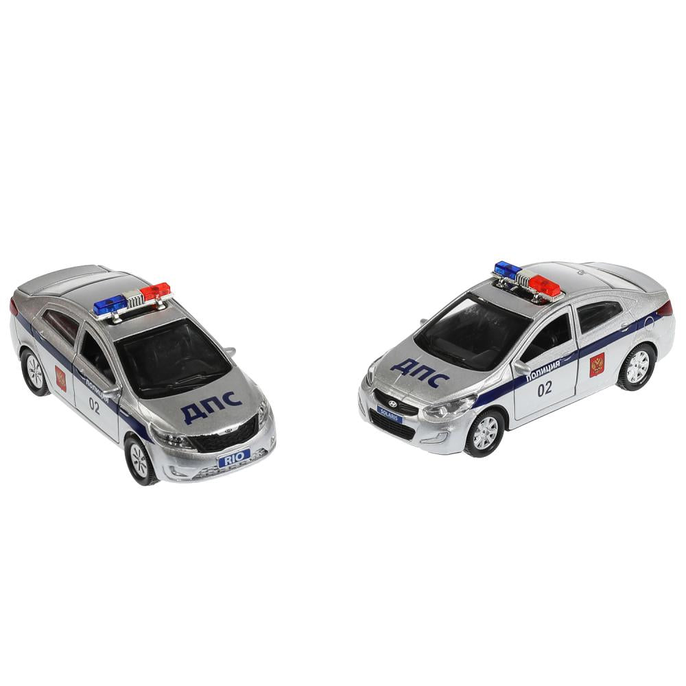 Машина металл KIA RIO/HYUNDAI SOLARIS 12 см,двери,багаж,инер,ассор,кор. Технопарк уп-12шт в кор.6уп