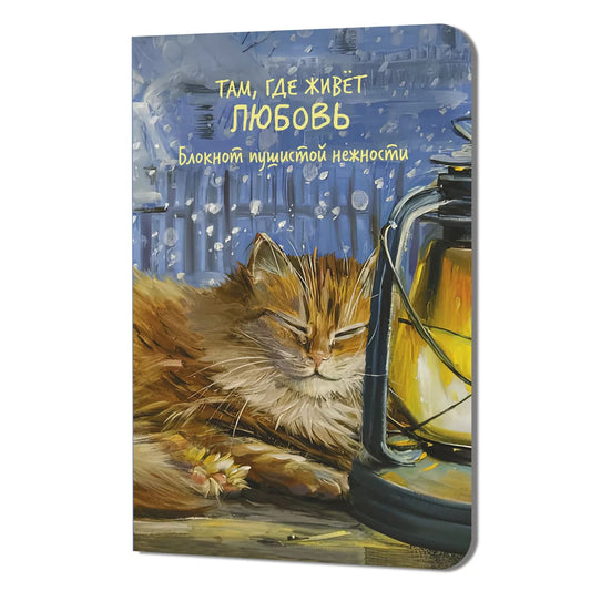 Блокнот пушистой нежности Там, где живет любовь (кот на подоконнике с лампой)