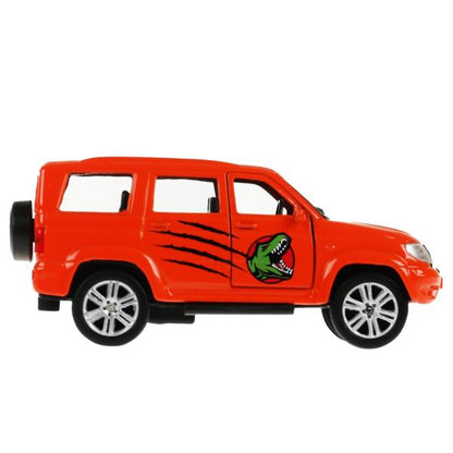 Machine métallique UAZ 12 cm, dv., bagag., инерц., окрас динозавр, kor. Parc technologique en cor.2*24шт