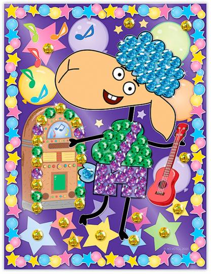 Отель у овечек. Мозаика из пайеток картина "Беня и музыкальный автомат"