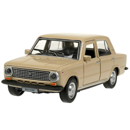2101-12-BG Машина металл ваз-2101 длина 12 см, двери, багажник, инерц, бежевый, кор. Технопарк в кор.2
