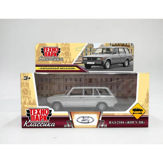 Машина металл LADA lada 2104 длина 10,5 см, инерц, серебристый, кор. Технопарк в кор.2*36шт