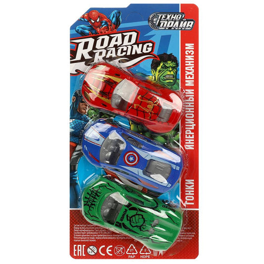 Набор машинок 3шт, ROAD RACING, блист.21,5*13,5*3,5см ТЕХНОДРАЙВ в кор.2*156наб