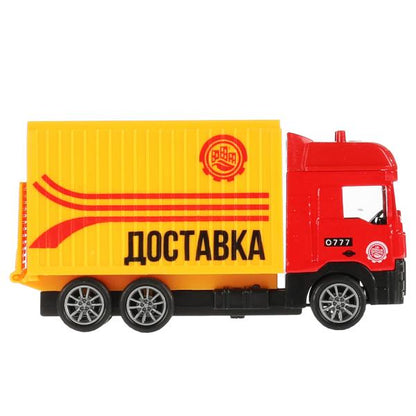Машина металл КАРГО ГРУЗОВИК 11см, инерц., подв. дет., красный, кор. Технопарк в кор.2*60шт