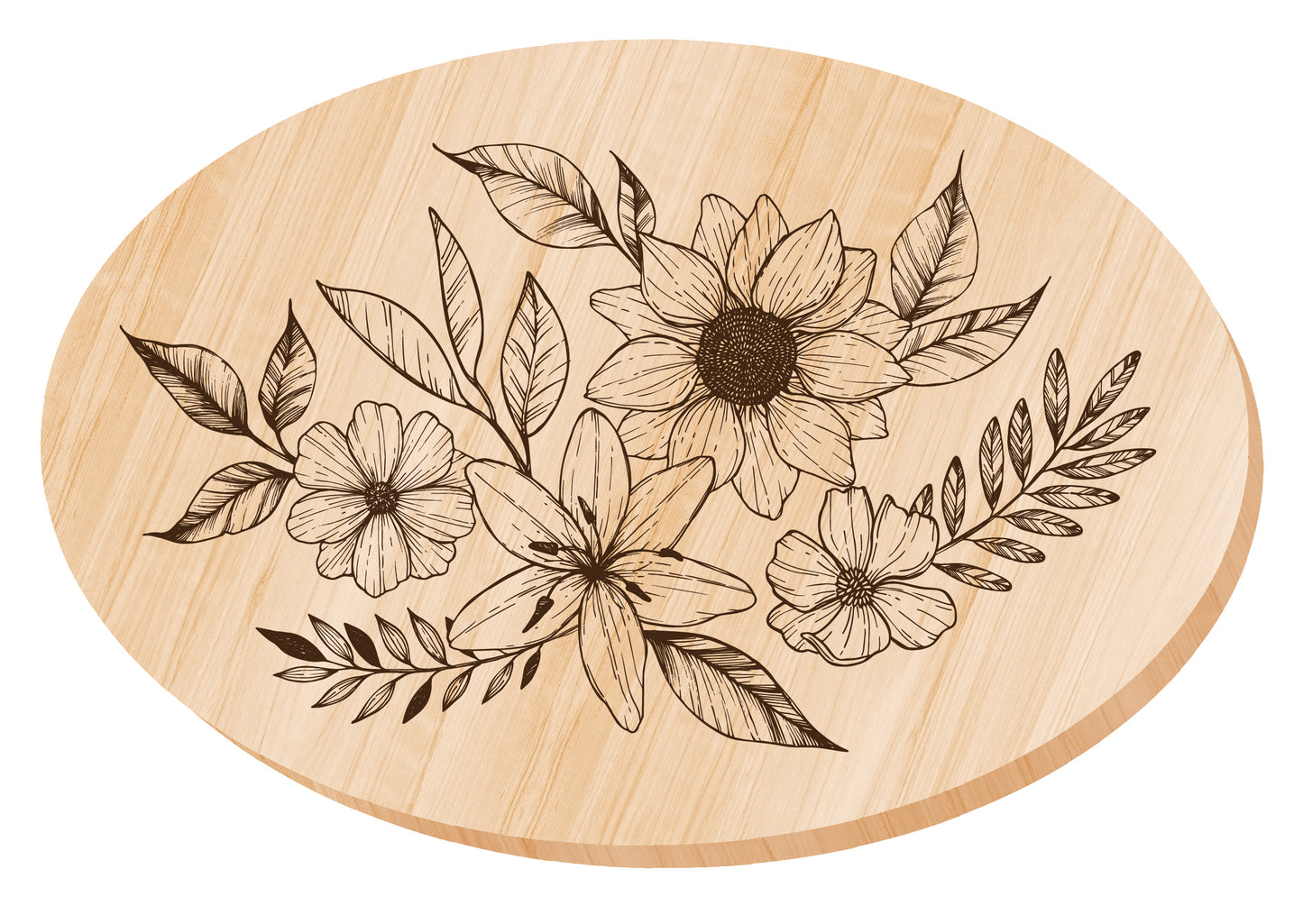 Выжигание. Дощечка для выжигания "Цветы" (овал, конверт А4)