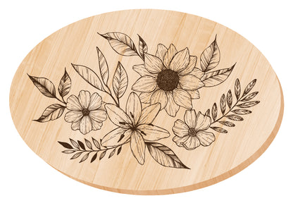 Выжигание. Дощечка для выжигания "Цветы" (овал, конверт А4)