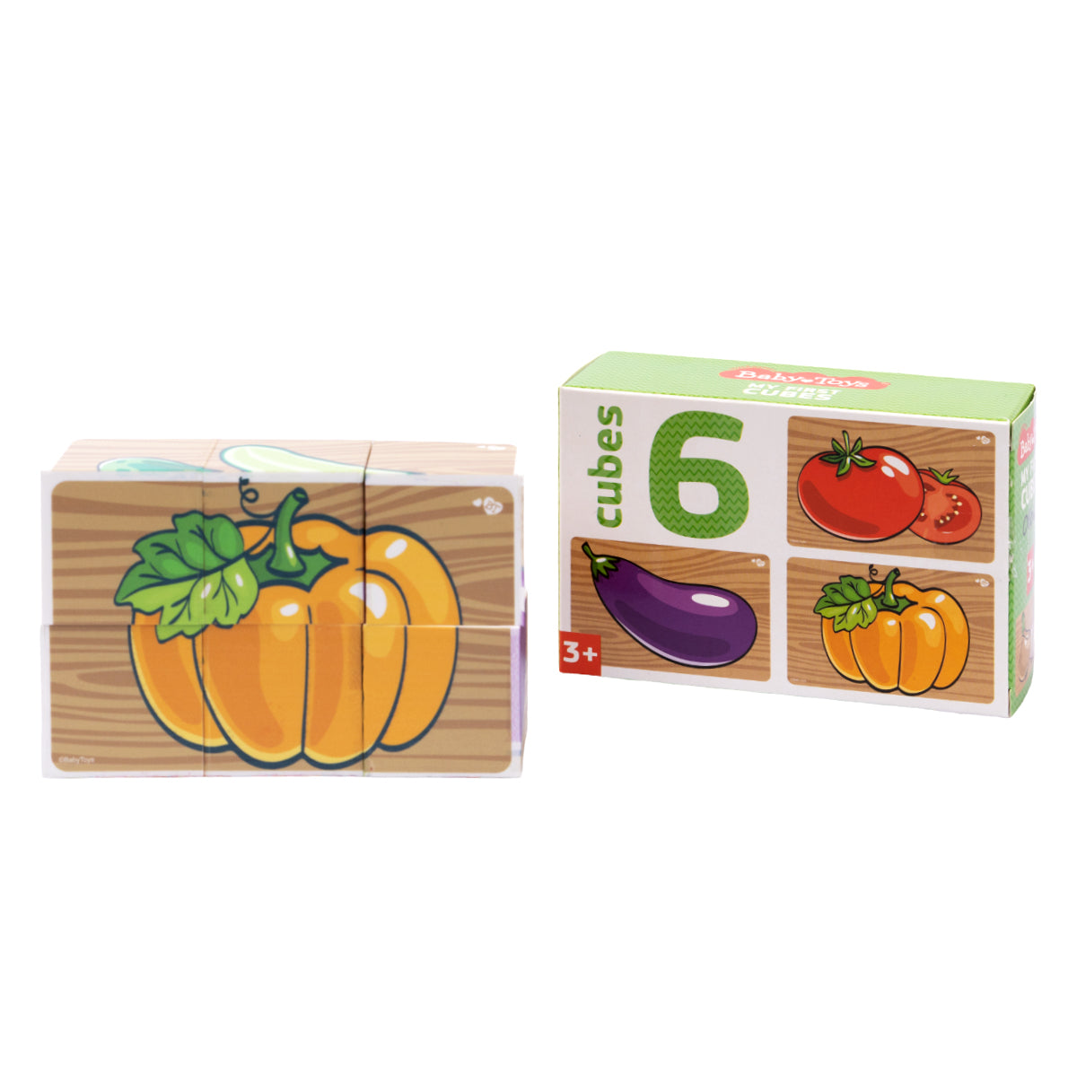 Кубики "Овощи" (без обклейки) 6 шт Детские игрушки