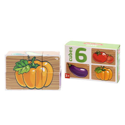 Кубики "Овощи" (без обклейки) 6 шт Детские игрушки