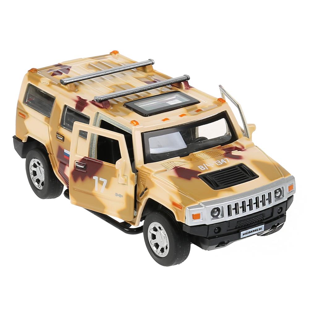 Машина металл "hummer h2 камуфляж" 12см, откр.двери, инерц., песочный в кор. Технопарк в кор.2*36шт