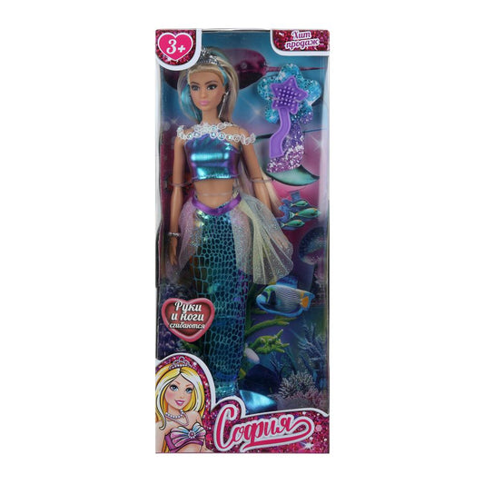 Кукла 29см София, руки и ноги сгиб., русалка, акс, кор КАРАПУЗ в кор.24шт