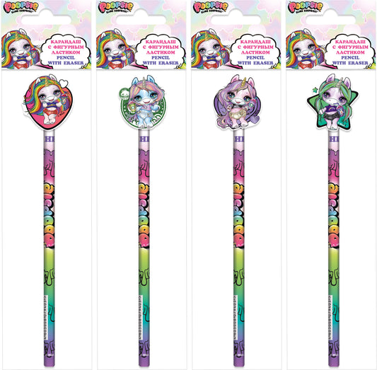 Карандаш ч/г Poopsie с фигурным ластиком