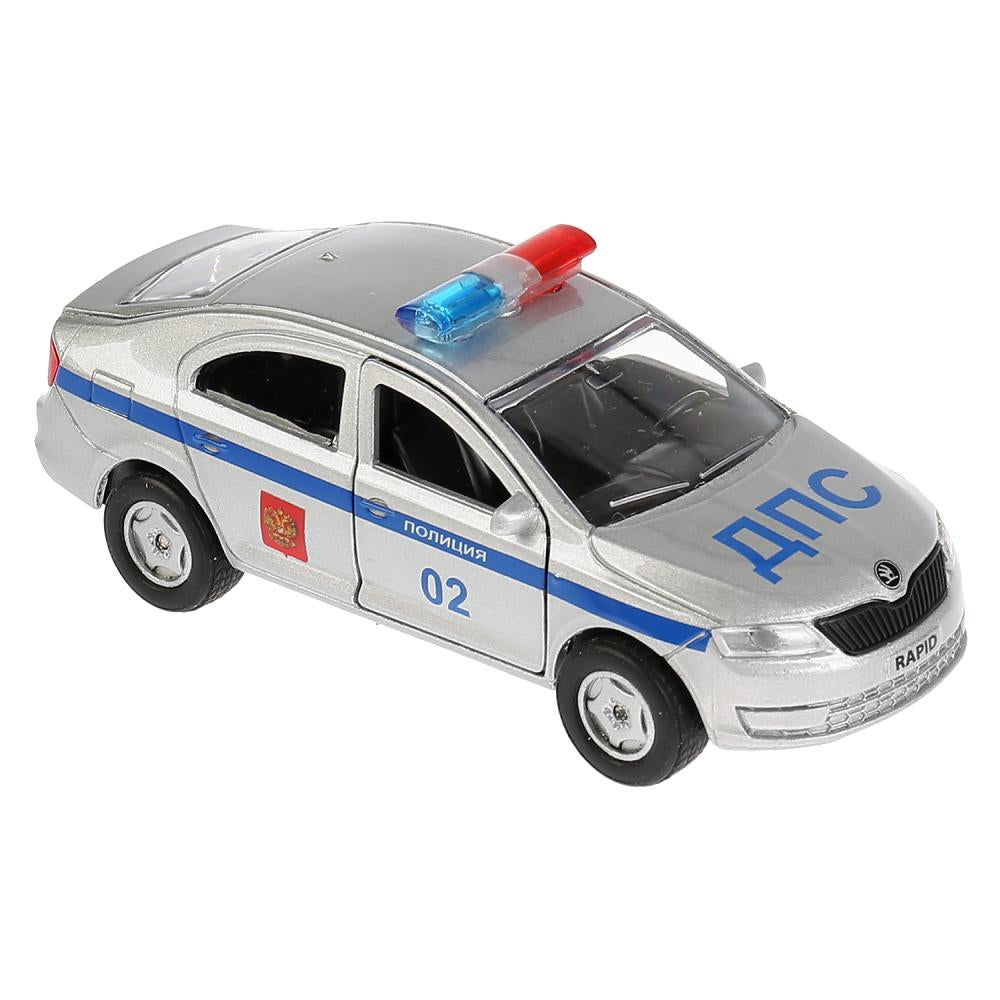 Машина металл SKODA Rapid полиция 12см, открыв двери и багажник, инерц. в кор Технопарк в кор.2*24шт