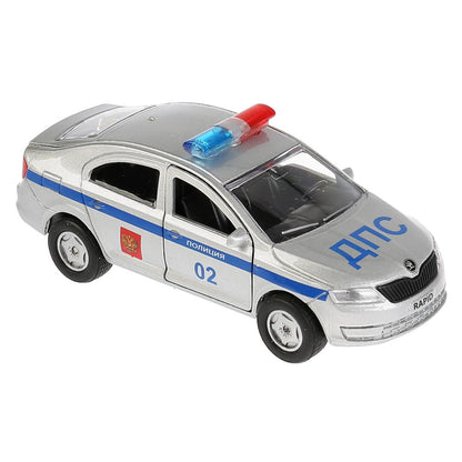 Машина металл SKODA Rapid полиция 12см, открыв двери и багажник, инерц. в кор Технопарк в кор.2*24шт