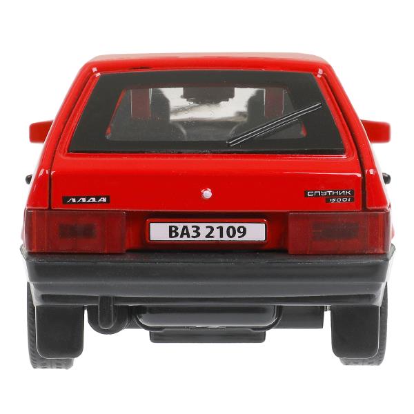 Машина металл Ваз-2109 "СПУТНИК" 12 см, двери, багажник, инер, красный, кор. Технопарк в кор.2*36шт