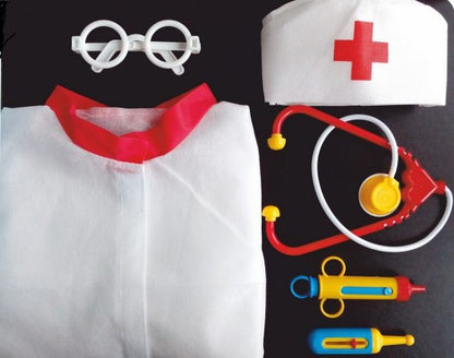 Mega Toys. Набор "Доктор" арт.86837 (6 пр.:халат, колпак, стетоскоп, очки, шприц,грудусник)