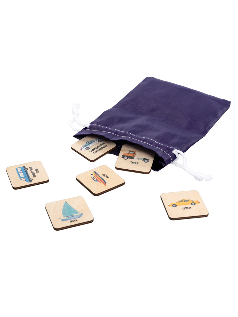 Лото с види фишками "Транспорт" (деревянная коробка)