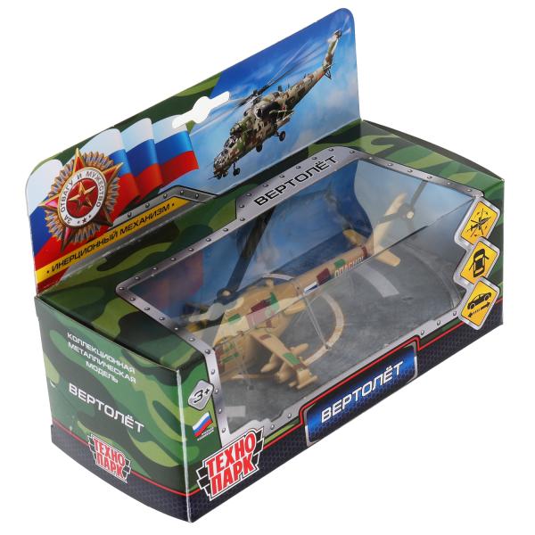 Модель металл ВЕРТОЛЕТ, 15 см, откр. каб., подв..дет., инерц., кор. Технопарк в кор.2*24шт