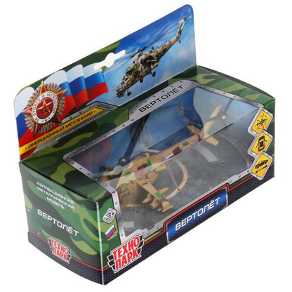 Модель металл ВЕРТОЛЕТ, 15 см, откр. каб., подв..дет., инерц., кор. Технопарк в кор.2*24шт