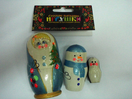 Матрешка "Снегурочка" 3 в 1 арт.8876 (РНИ) (Новый год)